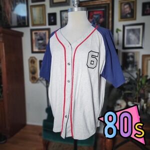 Jazzy Sport Baseball Jersey Vintage 80s Gray Trim Number 6 Made in California